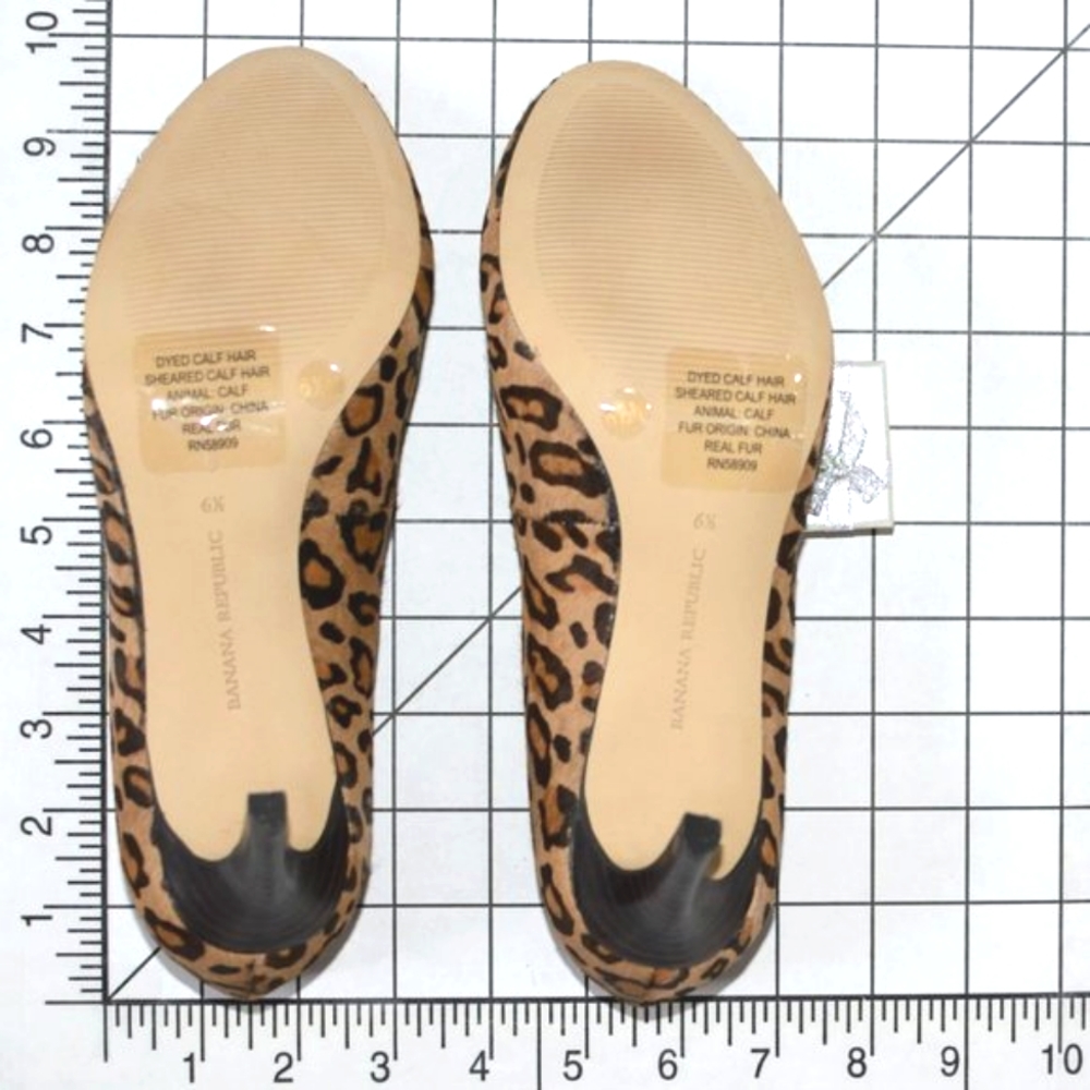 NWOT / NWOB Size 6.5 Banana Republic "Ivonne" Leopard Print-Dyed Calf Hair Pumps - Picture 14 of 15